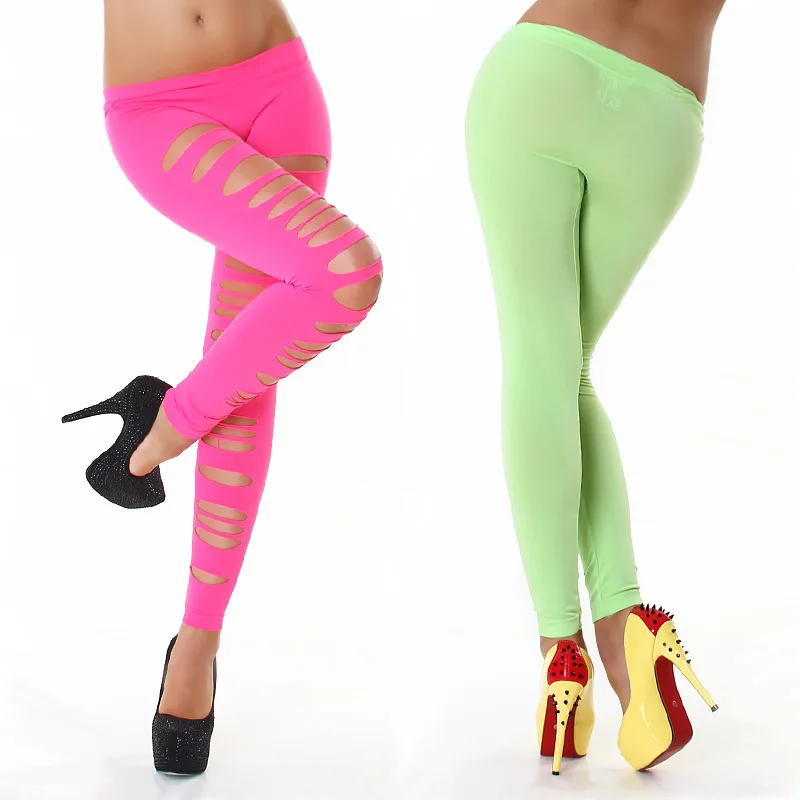 Nieuwe Dames Hoge Stretch Slanke Candy Color Cropped Broek Naadloze Voorkant Gescheurde Y 2K Sexy Vrouwen