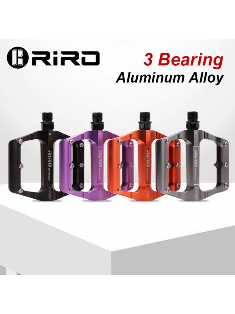 AliExpress riro RIRO Bicycle Pedal 3 Bearing Anti Slip Mountain Road Bike Pedal Aluminum Alloy/Nylon Widen MTB Pedals Durable CNC Cycling Parts