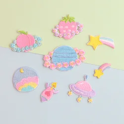 Planet Cute Patches Iron On Naszywki Na Ubrania Embroidery Patch For Clothing Flower Parches Para Ropa Bordados Ecusson A Coudre