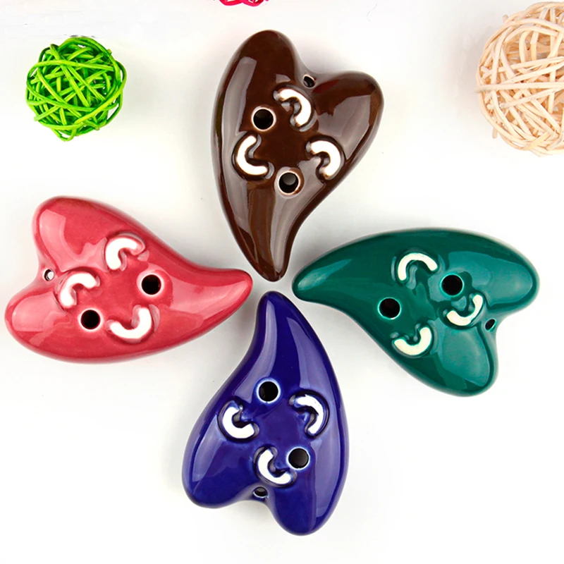 Colorful Heart-Shaped Ocarina For Children 6 Holes AC Woodwind Musical Instrument Good Gift New