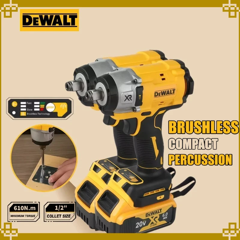 

Бесщеточная ударная электродрель Dewalt 1/2 дюйма, многофункциональная, 18В-20В, аккумуляторная, беспроводная, перезаряжаемая, электроинструмент