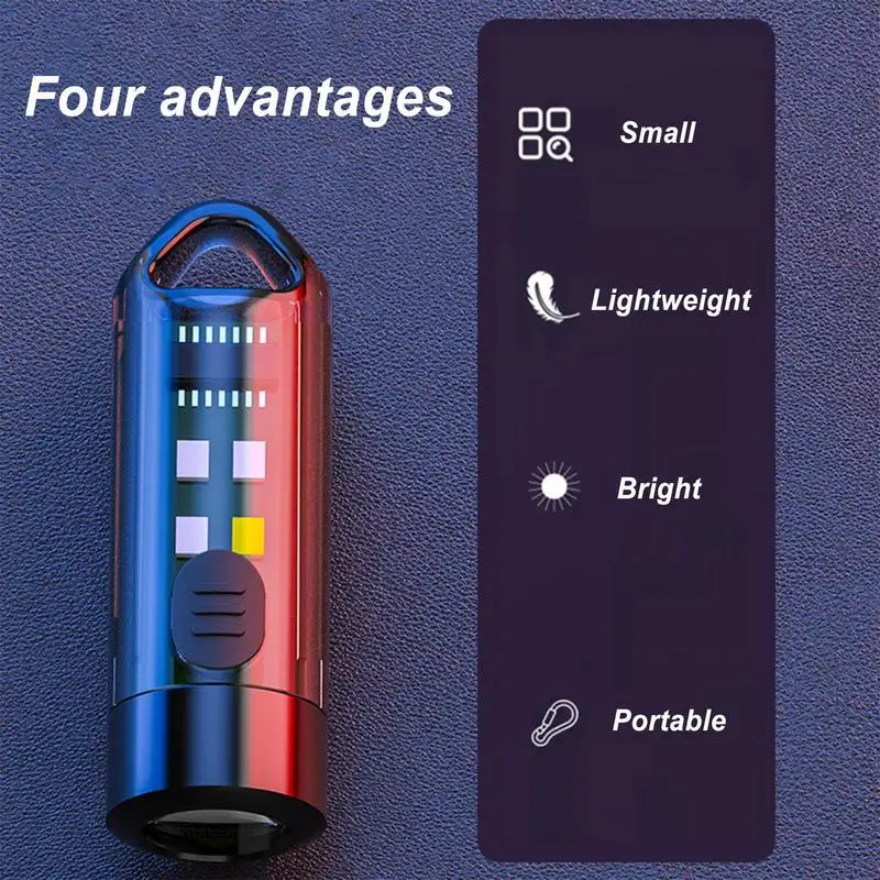 Rechargeable Keychain Flashlight Pocket Keychain Lamp Rechargeable Handheld Flashlights Waterproof Multiple Lighting Modes Work