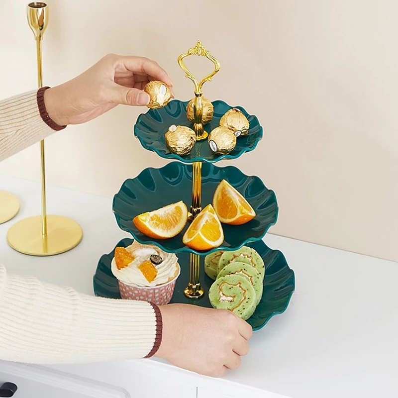 3Tier Cake Makaron Tray Stand Fruit Tray Cupcake Display Stand Cake Display Stand Plastic Dried Fruit Tray Party Table Decorate