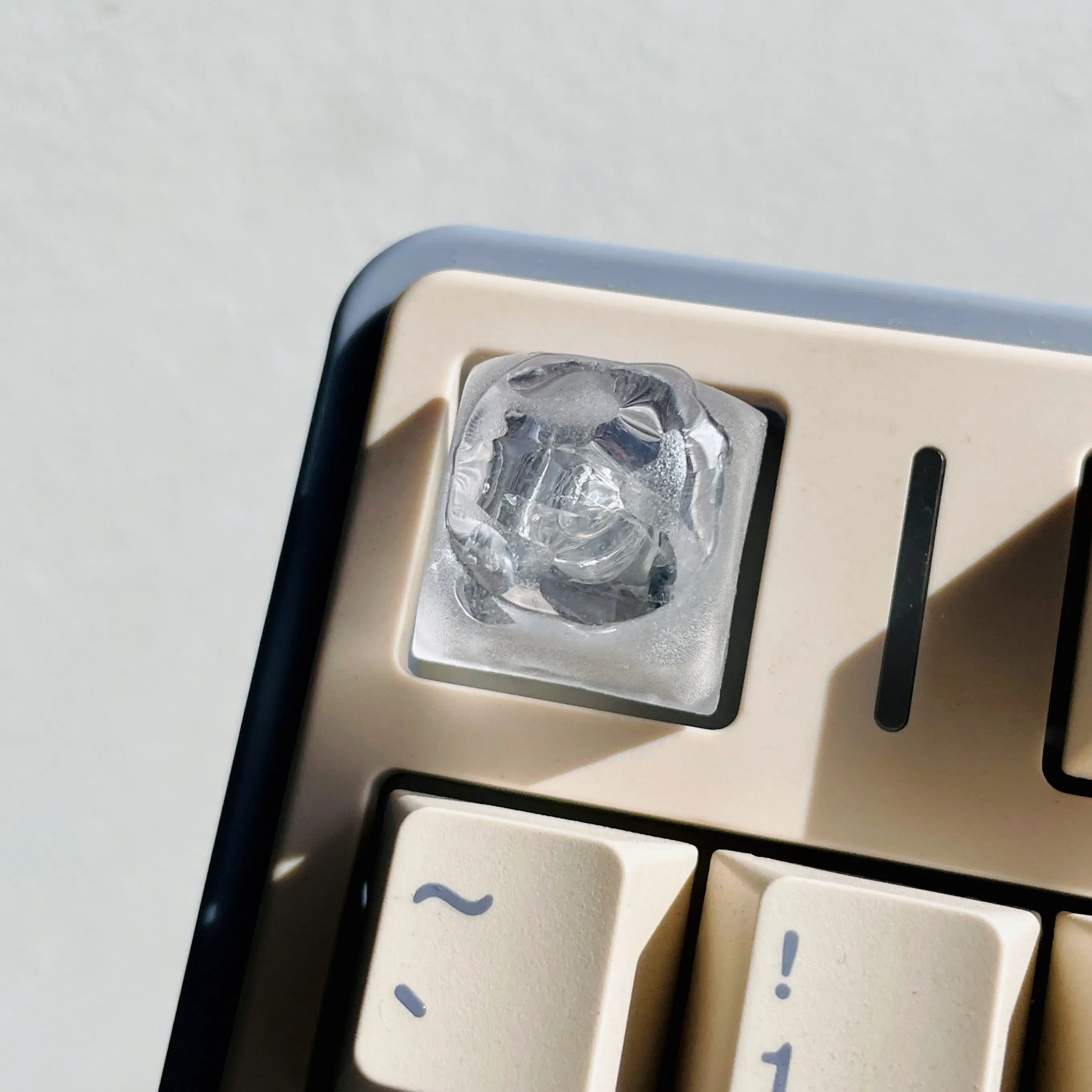 Ice Cube Handmade Resin Transparent Keycaps Matte Texture MA Profile Unique Shaped Keycaps for Custom Mechanical Keyboards