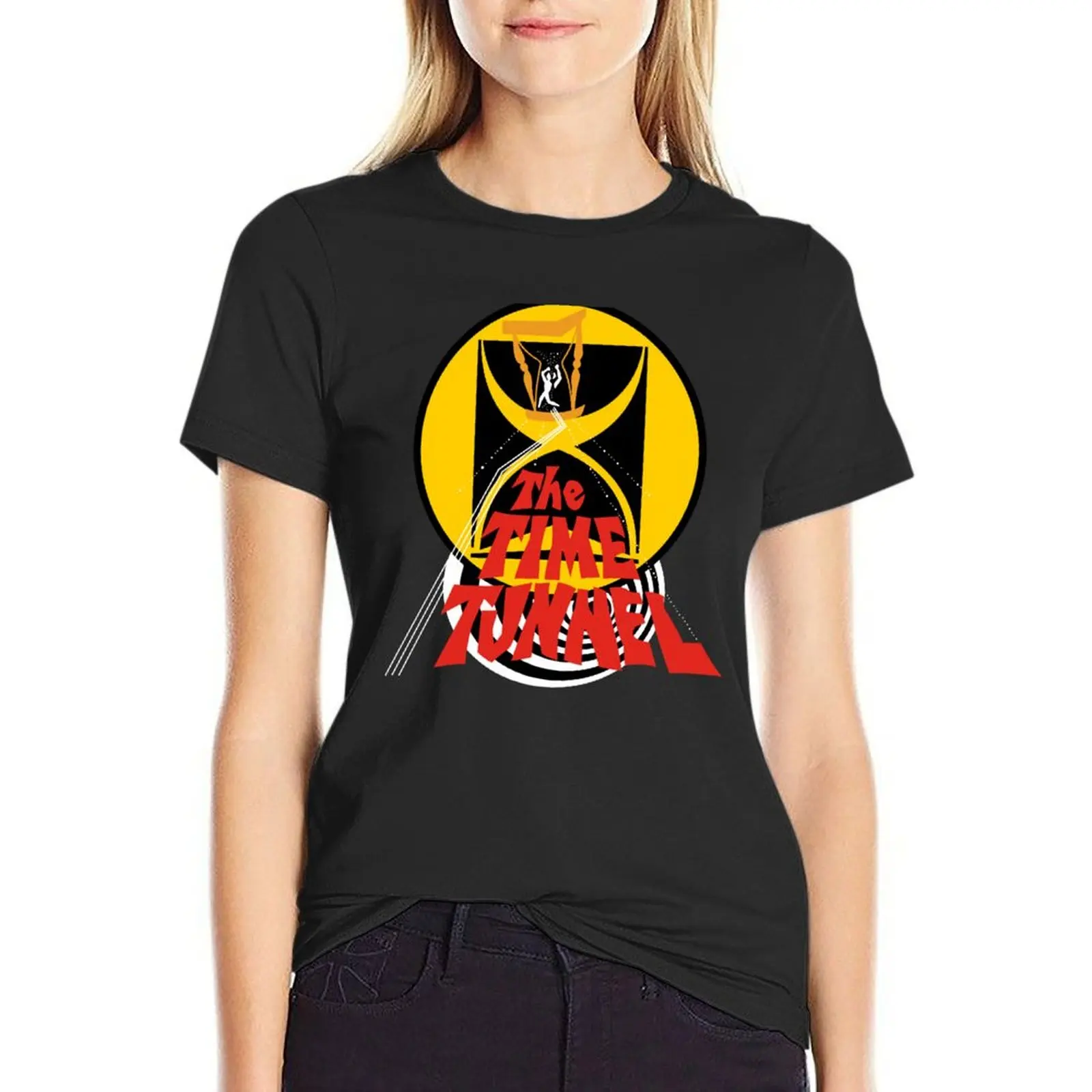 

The Time Tunnel T-Shirt funnys Short sleeve tee vintage female oversized workout shirts for Women
