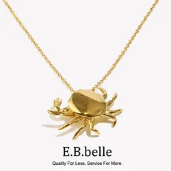 Little Crab Pendant Necklace Cute Tarnish Free 18K Gold Plated Decoration Silver Color 316L Stainless Steel Jewelry