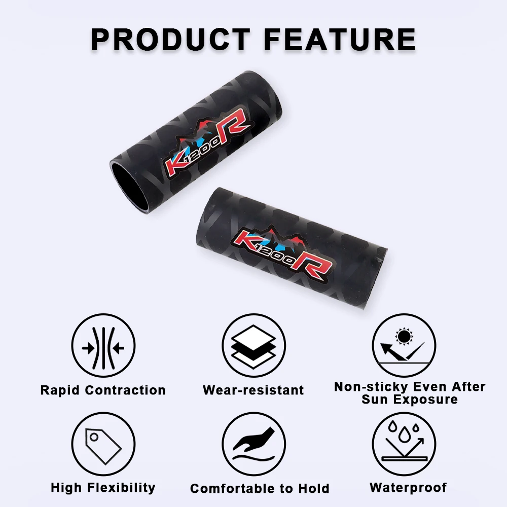 Non-slip Motorcycle Handlebar Grip Rubber Gloves Heat Shrinkable Grips Cover For BMW K1200R K 1200 R 1200R 2005-2008 Accessories