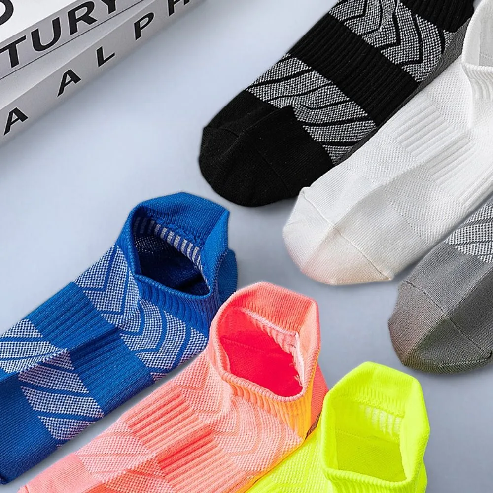 Letter Printed Men Summer Sports Ankle Socks Stripe Non-Slip Men's Mid Tube Mesh Socks Thin Breathable Women's Short Socks Men