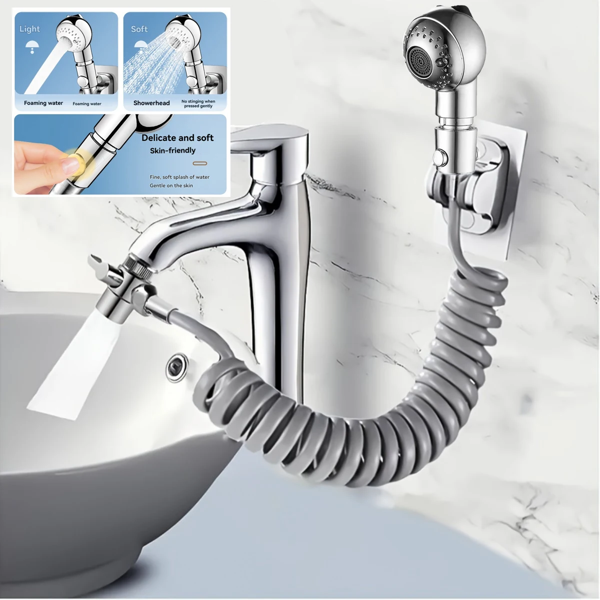 

Набор ручных душевых леек с шлангом и переключателем для ванных комнат, салонов красоты и зоосалонов. Комплект душевых насадок.