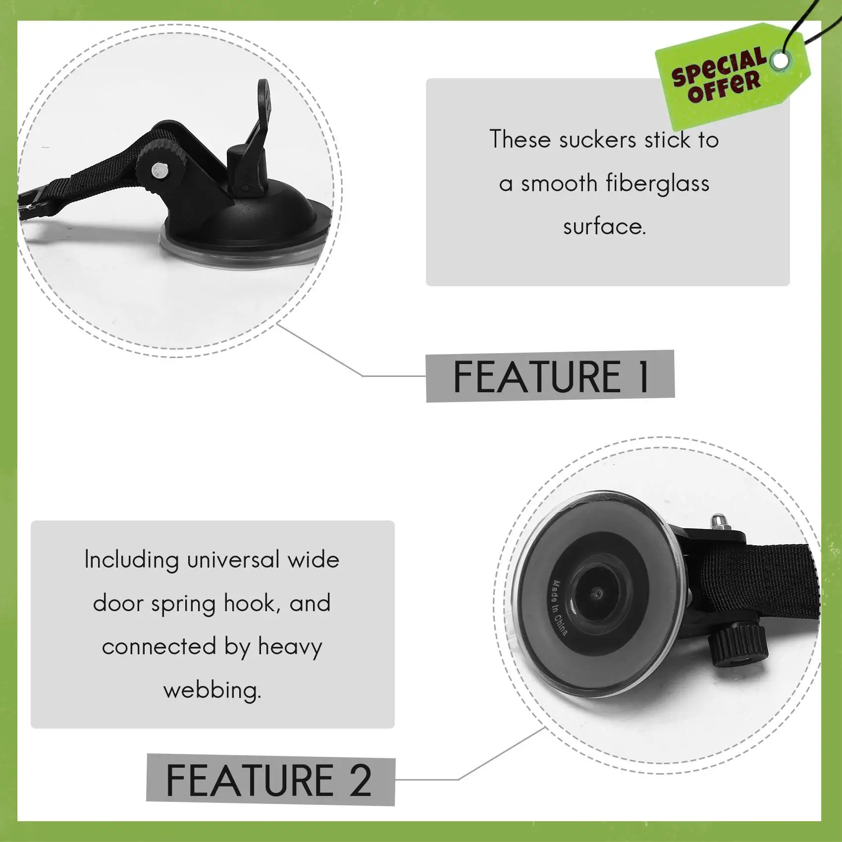 

Classy-4Pcs Suction Cup Anchor Securing Hook Tie Down,Camping Tarp As Car Side Awning, Pool Tarps Tents Securing Hook Universal