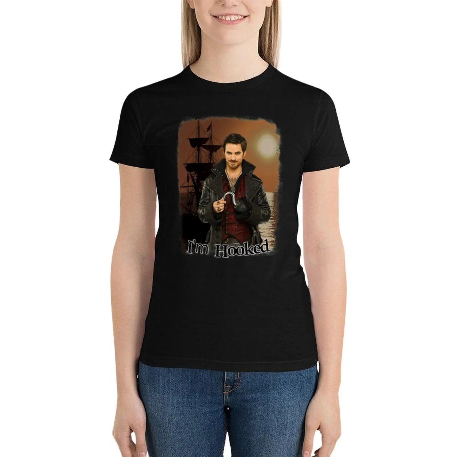 

Captain Hook I'm Hooked Comic Design T-Shirt aesthetic clothes anime clothes oversized Summer Women's clothing