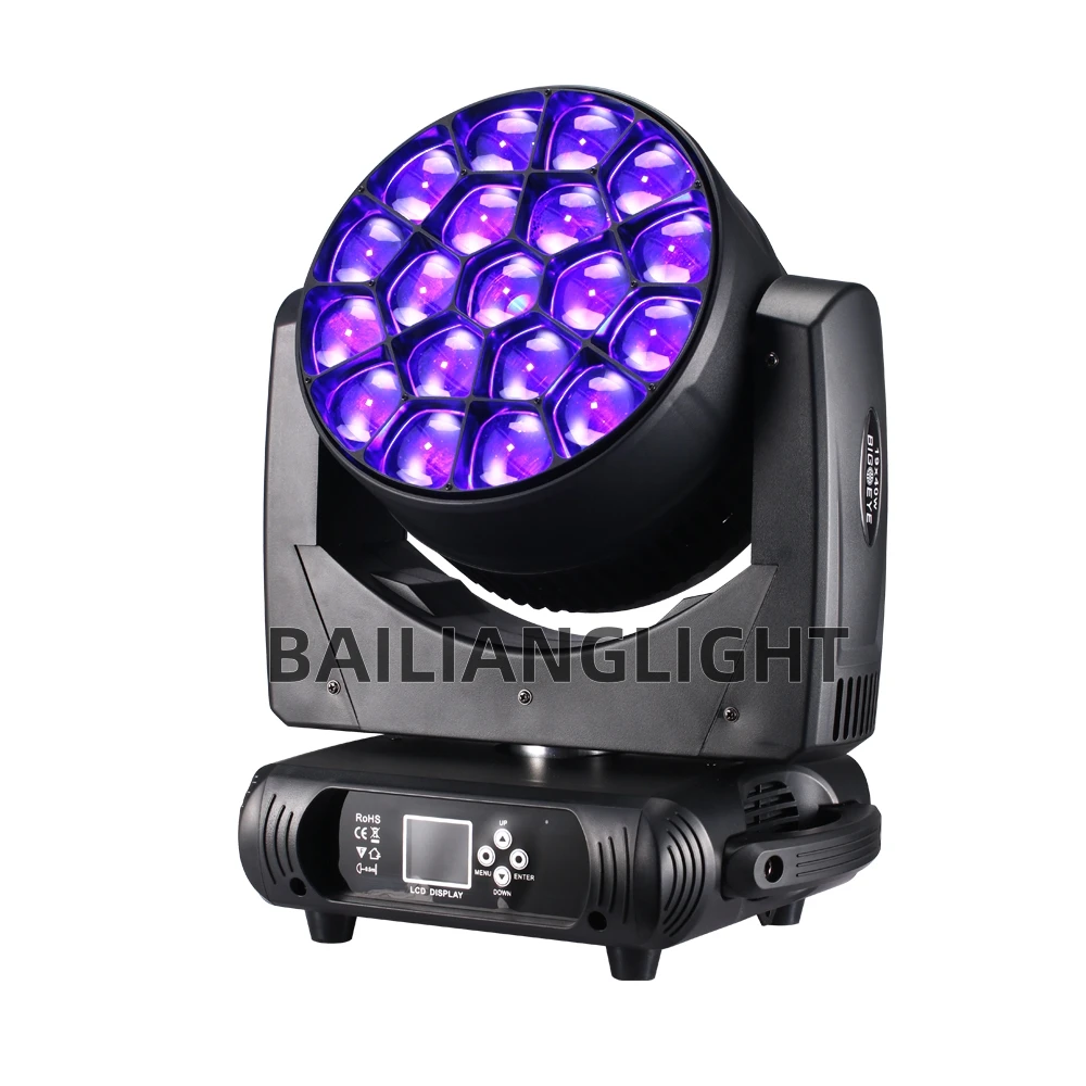 4PZ 19X40W LED Strahl Waschen Große Bienen Augen RGBW Zoom Moving Head Beleuchtung Mit LED Blende DJ Disco Bühne – Detail 11