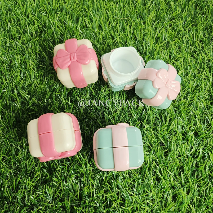 5g Roze Strik Cap Lege Lippenbalsem Pot Scrub Container Vierkante Cosmetische Lip Scrub Container Oogcrème Potten Make opbergdoos