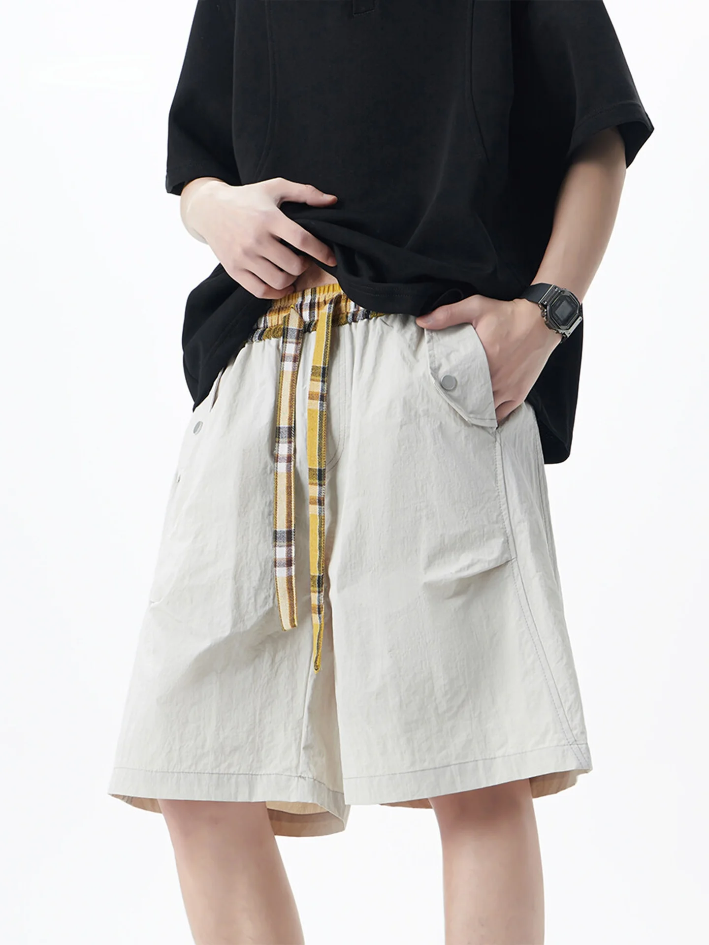 

Мужские американские ретро-шорты в клетку с комбинированными вставками, быстросохнущие, свободного кроя, длиной до колена, летние, тонкие, функциональные, для баскетбола, спорта и повседневной носки