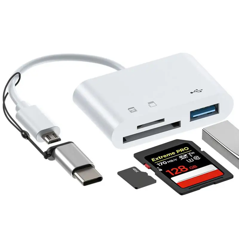 

3 в 1, кардридер для компьютера с двумя разъемами USB C и Type C