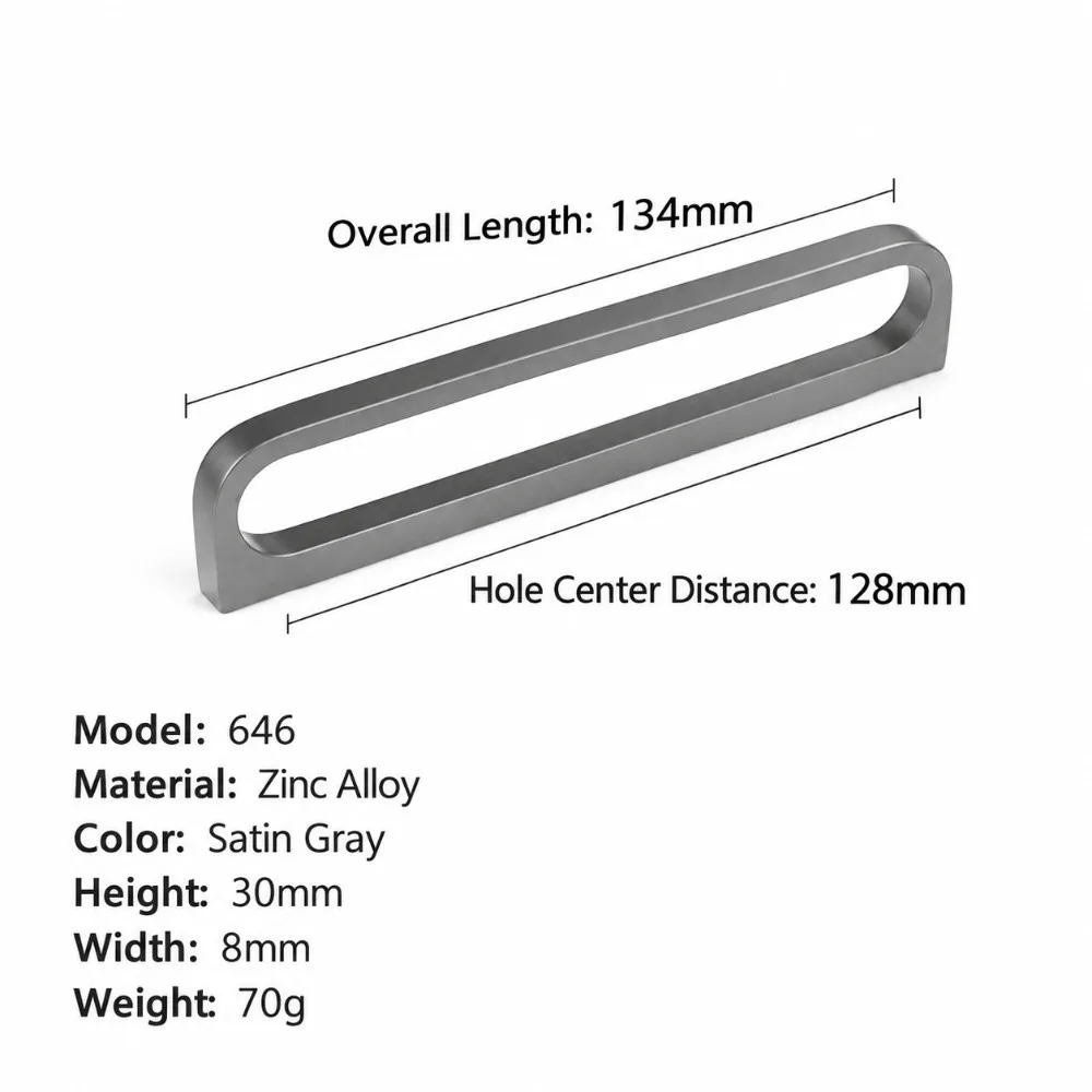 Dark Grey Cabinet Handles Zinc Alloy Hollow Wardrobe Cupboard Door Pulls Longer Single Hole Furniture Handle