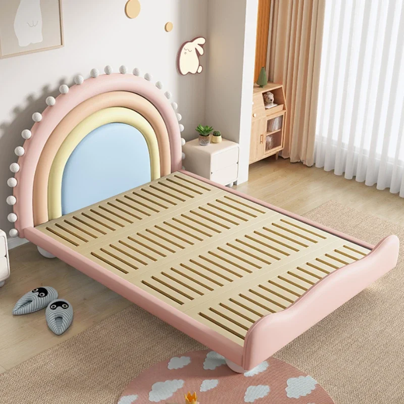 Cute Princess Children Beds Mattress Modern Pink Bed Luxury Wood Infantil Bedroom Set Furniture