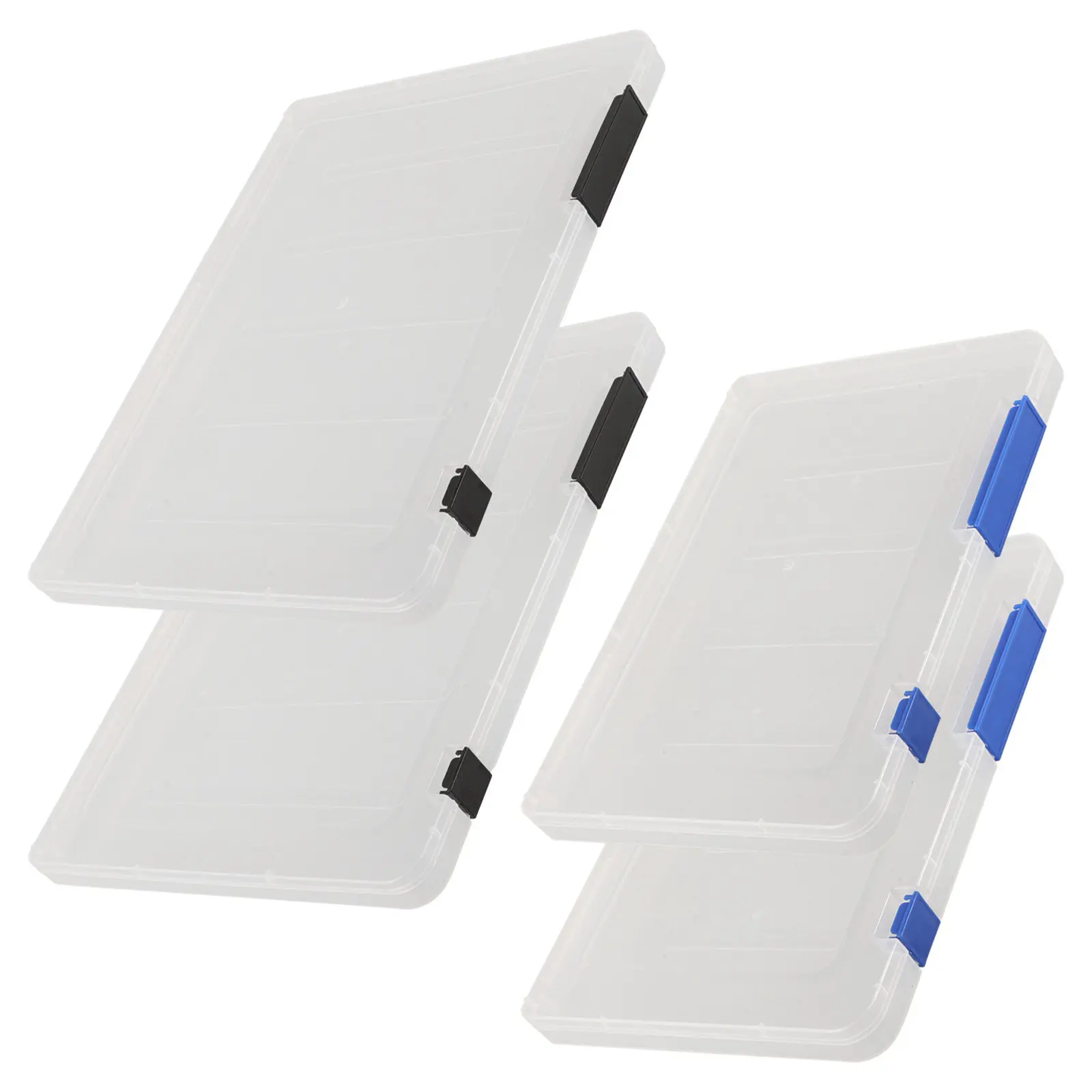 

4Pcs A4 A5 Transparent File Storage Box Thickened PP Plastic Document Organizer with Dual Buckle Lid for Office School