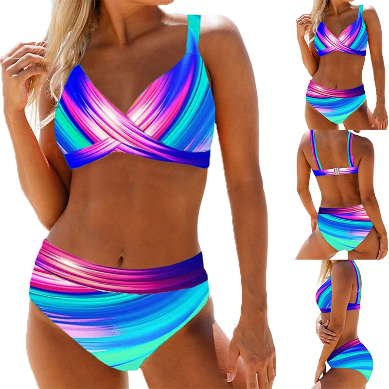 

2023 New Summer Women's Fashion Beach Swimwear Swimwear Women's Two Piece Swimwear Women's Printed Bikini Swimwear