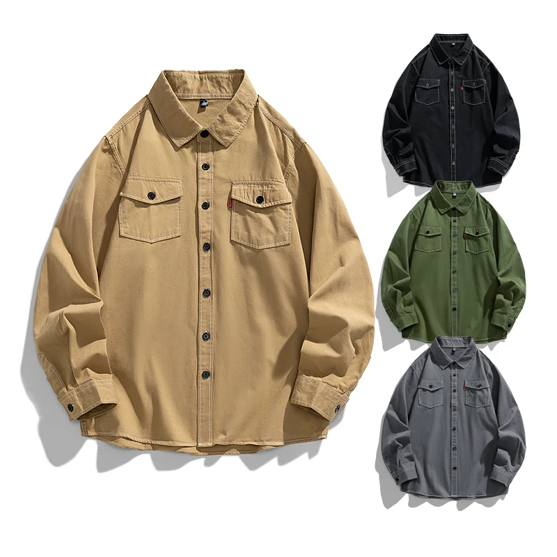 

Men's Full Sleeve Casual Shirts With Custom Logo New Arrival Cotton Woven Lapel Collar Button Closure Shirts