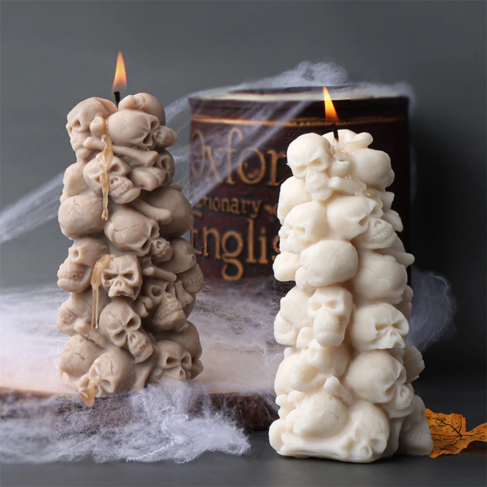 3D głowa czaszki górska formy silikonowe ulga czaszka wieża filar świeca zapachowa formy DIY Halloween czaszka tynk narzędzie do dekoracji domu