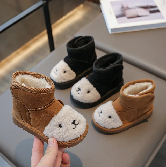 Children Snow Boots Fashion Warm Thick Bottom Girls Cotton Boots Winter New Non-slip Boys Casual Shoes Baby Comfortable Bootties