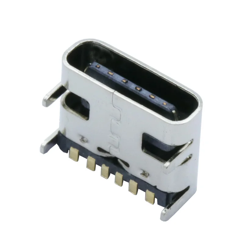 10pcs/lot USB Type C 6 Pin SMT Socket Connector USB 3.1 Type-C Female Placement SMD DIP for PCB design DIY high current charging