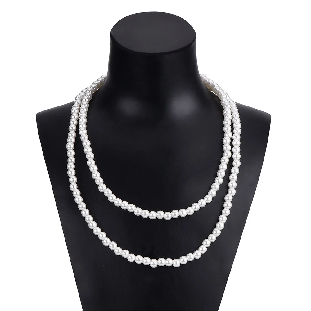 Set di accessori per costumi anni '20 Collana lunga con perline di perle Guanti in raso nero Portasigarette Abito da festa retrò vintage con flapper