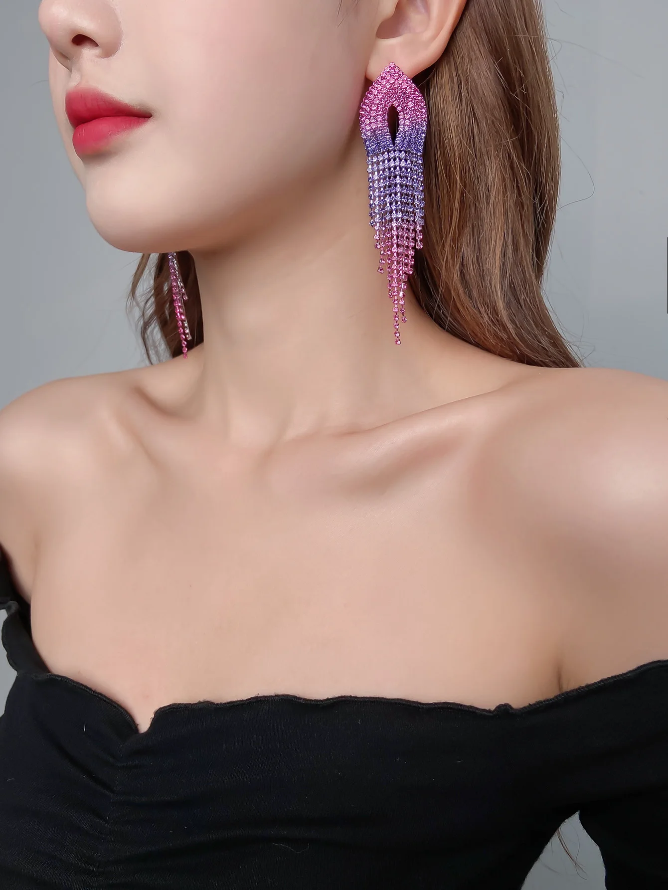 Pendientes colgantes de cristal con diamantes de imitación, pendientes largos con borlas para mujer, pendientes de fiesta, joyería de boda
