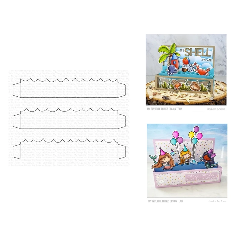 

Slimline Outside the Box Waves Cutting Dies Scrapbooking for New 2022 Paper Making Decoration Embossing Frames Card No Stamps
