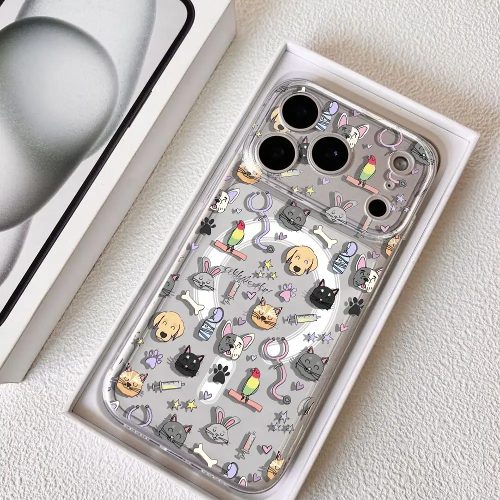 

Cute Cartoon Dog Phone Case for iPhone 17 16 15 14 13 12 11 Pro Max Plus Clear Magnetic Shockproof Scratch-Resistant