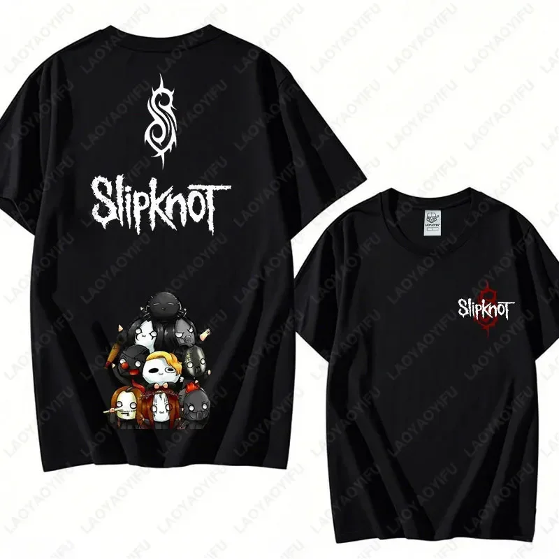 جولة الجحيم تي شيرت المعادن الثقيلة ملابس علوية من القطن رجل روك باند المحملة الرجال Slipknots مزدوجة الوجهين طباعة ملابس النساء الملابس #6