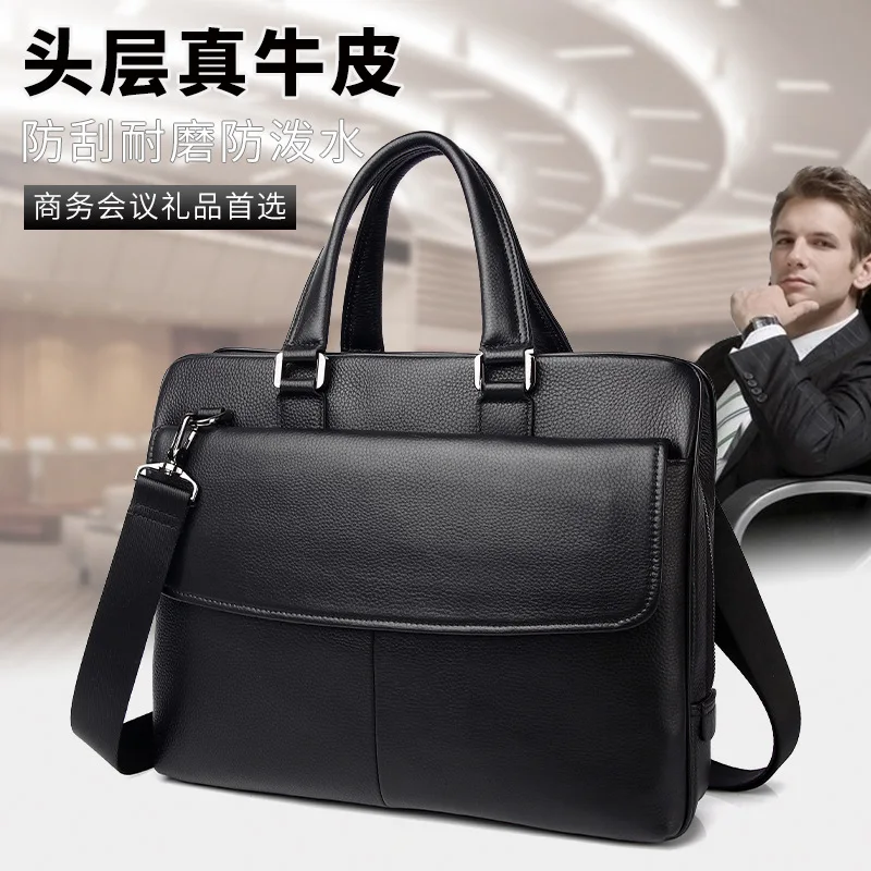 Genuine Messenger Bag Men Leather Man Bags Waterproof Multifunctional High-end Conference Bag Document Handbag Men's Business