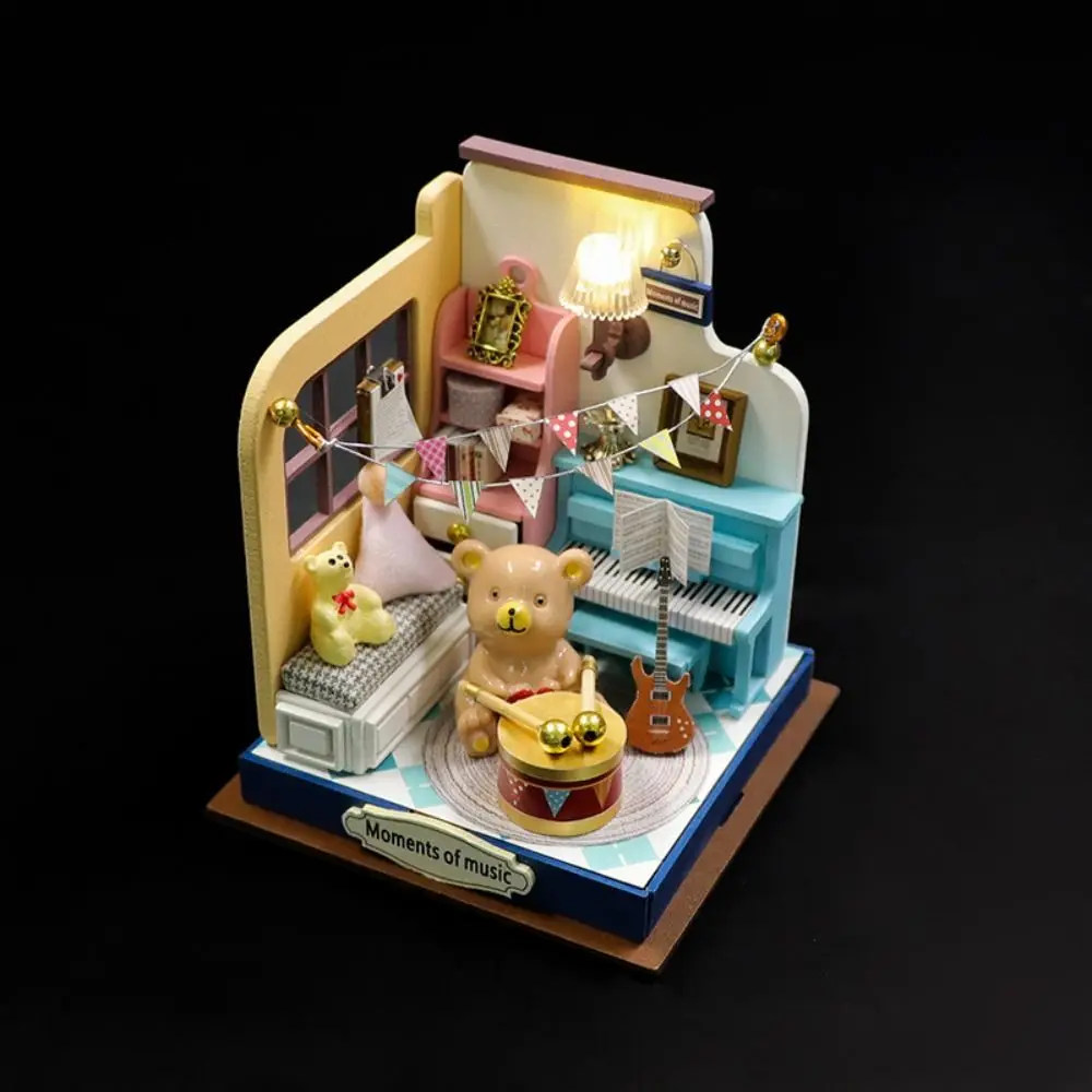 Handmade Coffee Shop Dollhouse Kit Wooden Material Mini Size DIY 3D Puzzle Assembly Required 3D Design Wooden Assembly