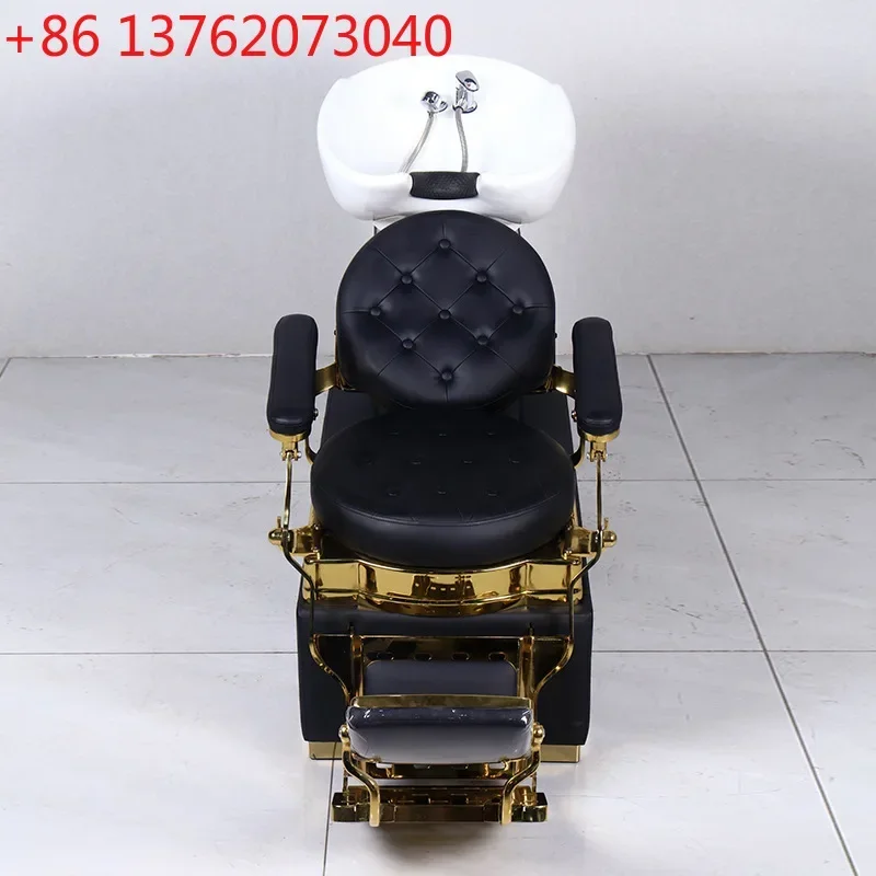 

Hair salon ceramic deep basin semi-lying flush bed hair salon perm and dyeing special punch bed