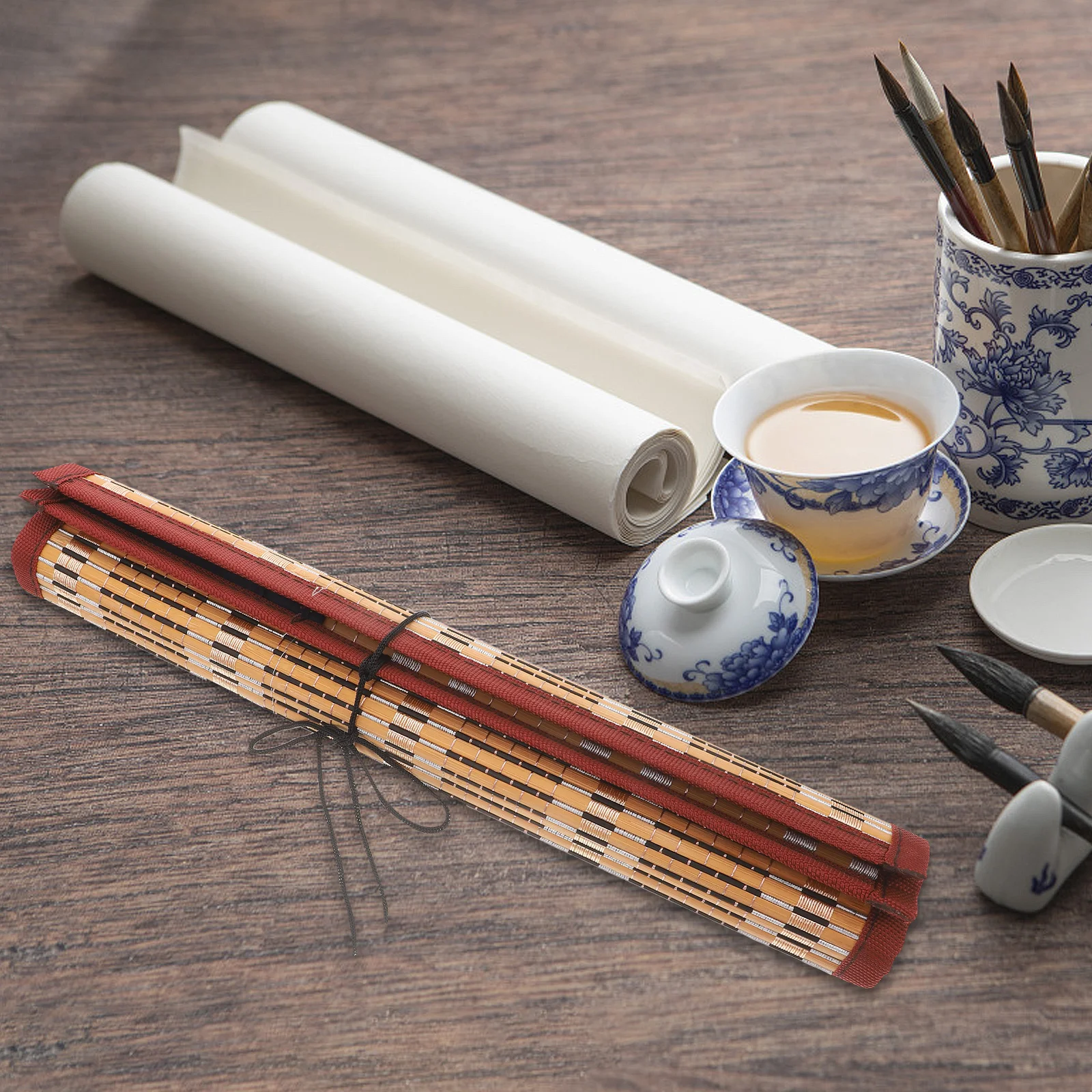 

Bamboo Brush Holder Art Case Charm Wooden Sumi Chinese Calligraphy Artist Storage Bag