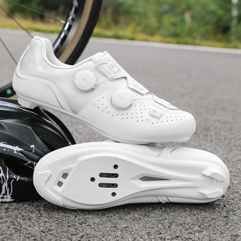 Speed Cycling Sneaker Men\'s Road Cycling Shoes Cleat Shoes Spd Shoes Cycling Flat Pedal Shoes Man Bike Outdoor Footwear White