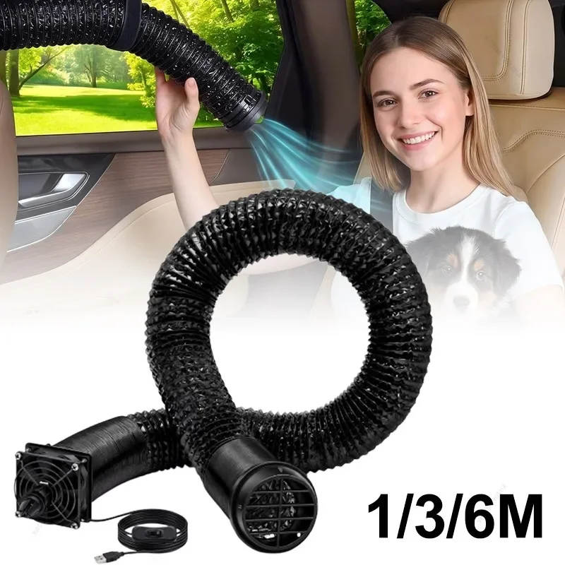 Air Outlet Cooling Duct Tube 1/3/6M Foldable Quick Install Car AC Vent Extender Hose for Vehicle Auto Cooler Camping Interior