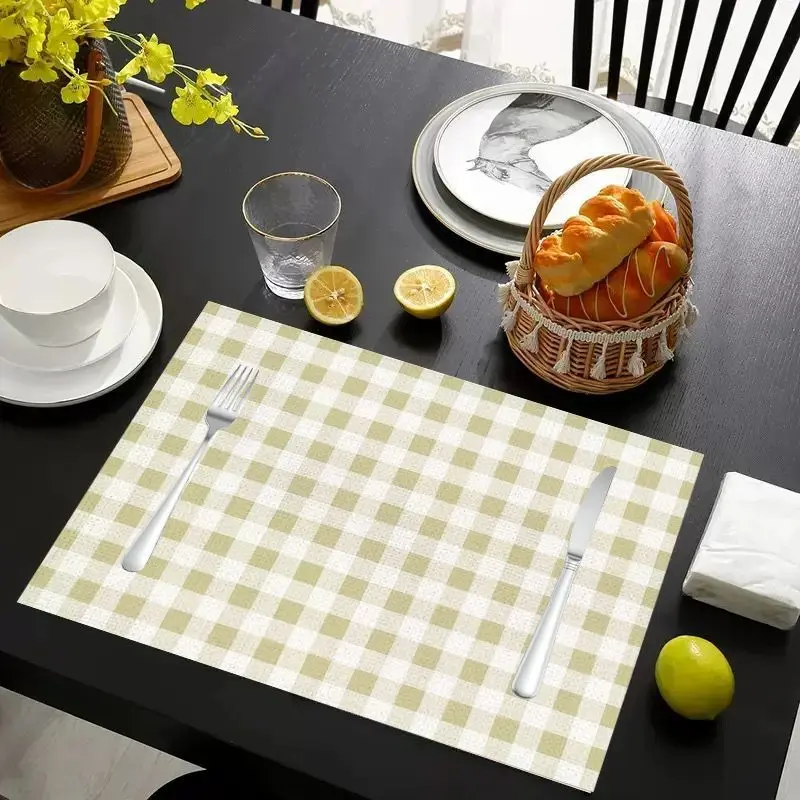 VIKAMA 2/4/6Pcs Fresh Countryside Cream Wind Mat Waterproof Anti Slip Tableware Mat Kitchen Dining Home Decor