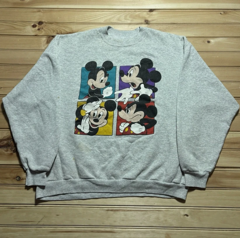 공식 디즈니 캐릭터 프린트 편안한 면 소재 가을 겨울 플리스 라운드넥 후드티 여성 및 커플용