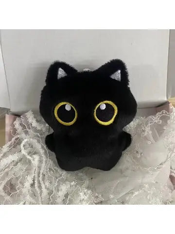 10cm Cute Black Cat plush toy Doll Small Pendant Cuddly Pillow Cushion Ins Black Cat Plush Toy Doll for Boy Girl Brithday Gifts