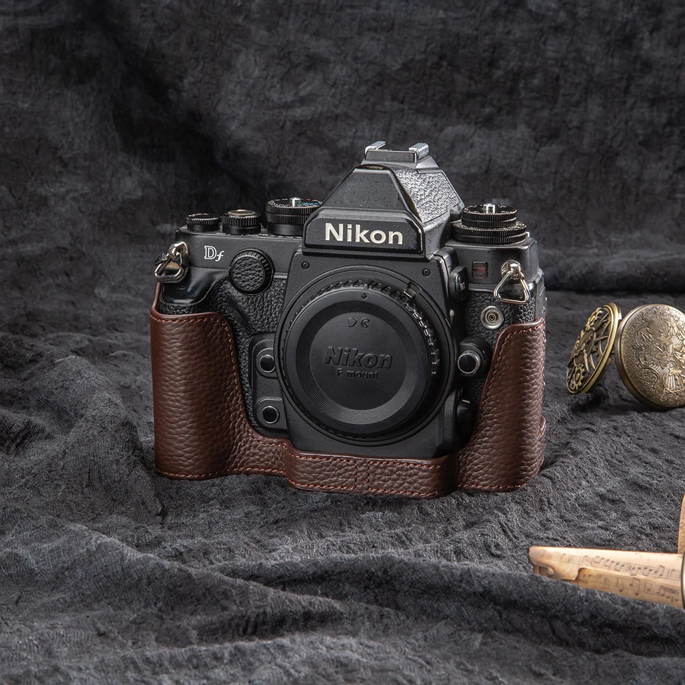 

For Nikon F3 F3HP F3AF F3TF DF FE2 FM2 Case Genuine Leather F3 Half Case FM2 Half Bag Handmade Camera Bag DF Protective Case