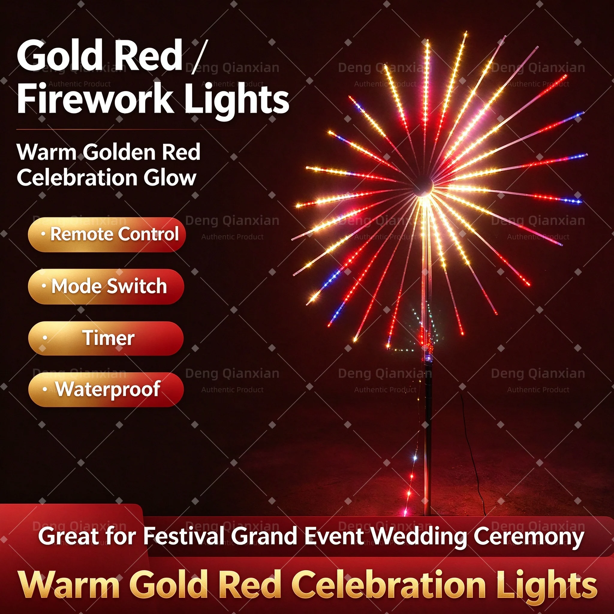 Bluetooth APP Control LED Firework Lights, Programmable RGB Color Changing, Sound Activated Waterproof Outdoor String Lights