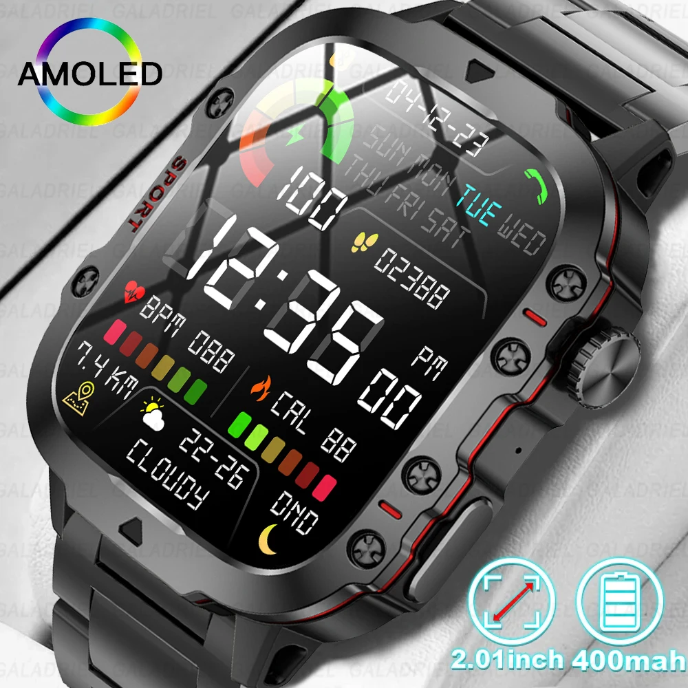 

New Rugged Military Black Smart Watch Men For Android Xiaomi Ios 3ATM Waterproof Sport Fitness Ai Voice Smartwatch Outdoor 2024