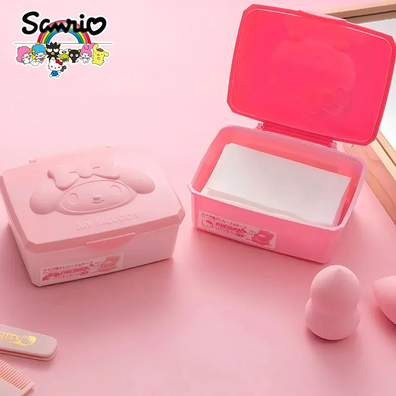 Sanrio Hello Kitty Cotton Swabs Storage Box Cartoon Melody Jewelry Box Cute Girl Storage Box Student Stationery Storage Gifts