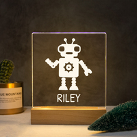 Personalized Robot Nightlight USB Customized Name 3D Lamp Christmas Decoration Bedroom Toys For Baby Birthday Gift