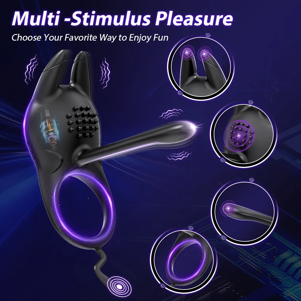 Vibrating Penis Ring for Men Male Cock Ring Penis Massager Delay Ejaculation Clitoral G Spot Stimulation Sex Toys for Couples 18