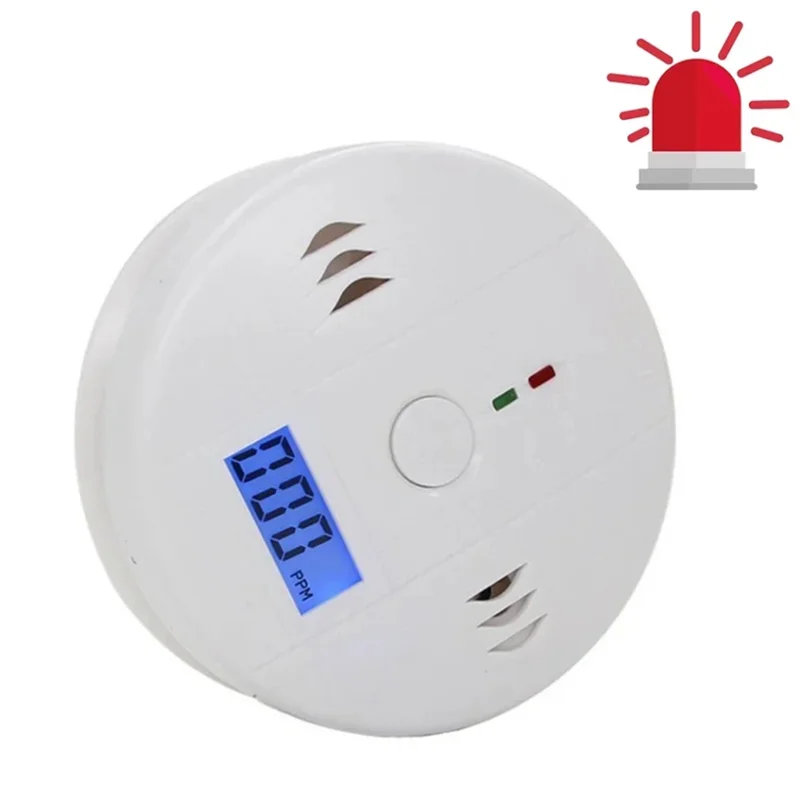Alarma de monóxido de carbono PHILE con pantalla LCD, Detector de fugas de Gas tóxico de advertencia contra incendios para el hogar, Detector de alarma Co