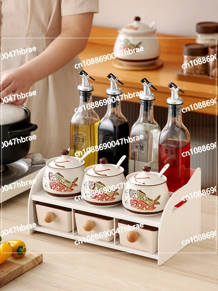 

Seasoning Jar Kitchen Household Oil, Salt, Sauce, Vinegar Seasoning Complete Seasoning Box Storage