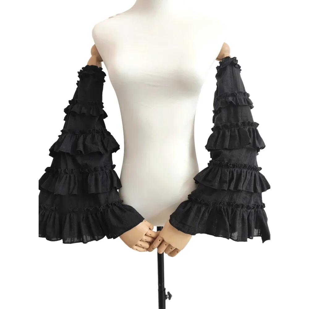 

Lolita pure cotton short-sleeved armless sleeve false sleeve sleeve with ruffled hem sleeve cover detachable